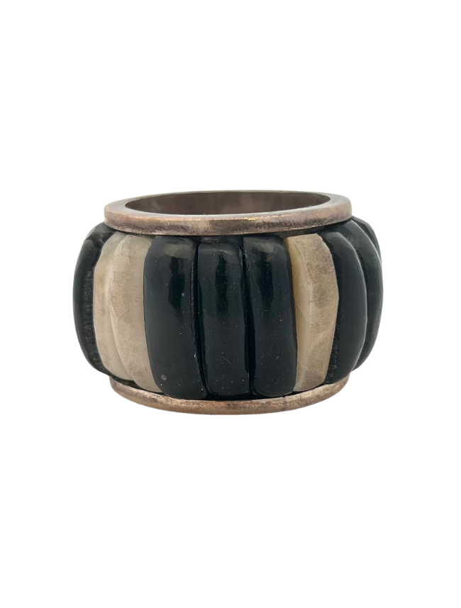 Front view of Carlos Eagle sterling silver mulitstone ring