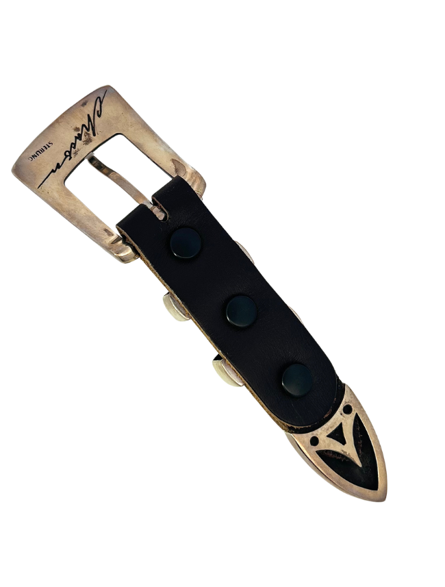 Underside of Chacon Sterling SIlver & 14K Gold Ranger Belt Buckle Set