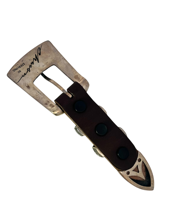 Underside of Chacon Sterling Silver & 14K Gold Ranger Belt Buckle Set