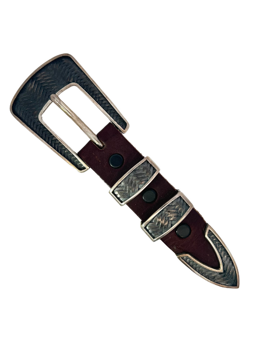 Top side of Chacon Sterling Silver Ranger Belt Buckle Set