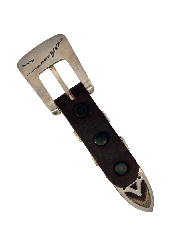 Underside of Chacon Sterling Silver Ranger Belt Buckle Set