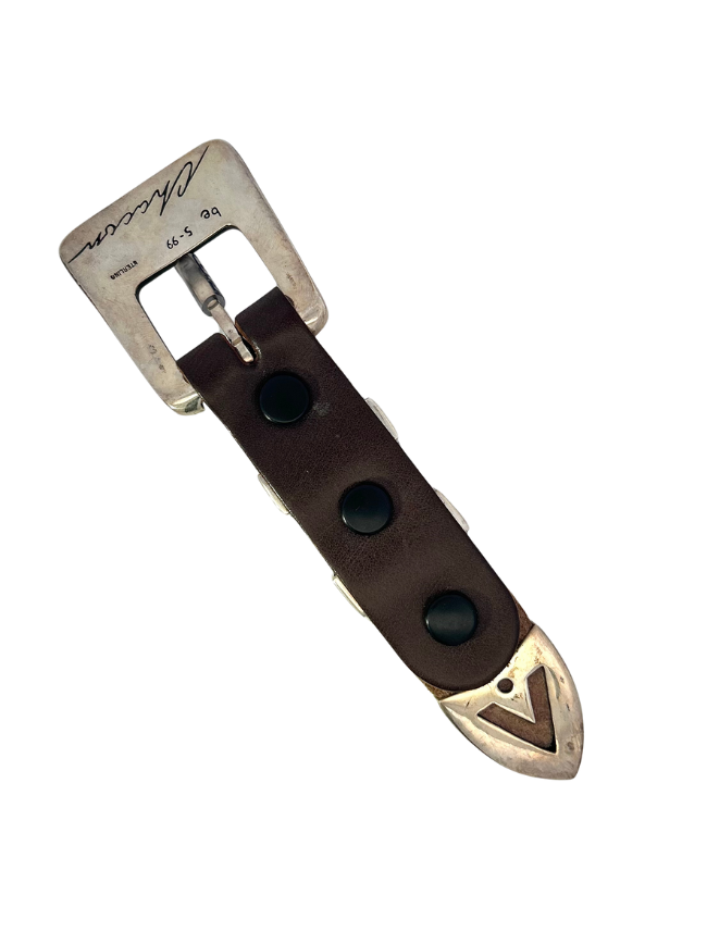 Underside view of Chacon Sterling Silver Turquoise Belt Buckle Set