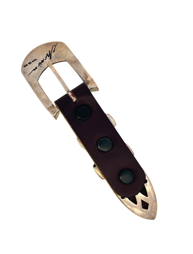 Underside of Chacon Sterling Silver Turquoise Ranger Belt Buckle Set