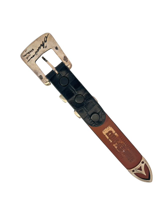 Underside of Chacon Sterling Silver Turquoise Ranger Belt Buckle Set