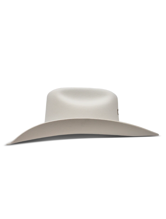 Beige wide-brimmed hat on a white background