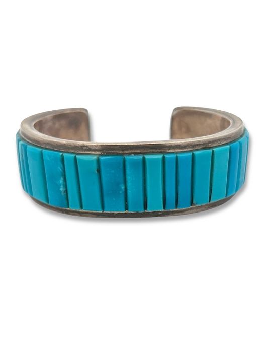 Front view of Chris Tom Sterling Silver Turquoise Cuff Bracelet
