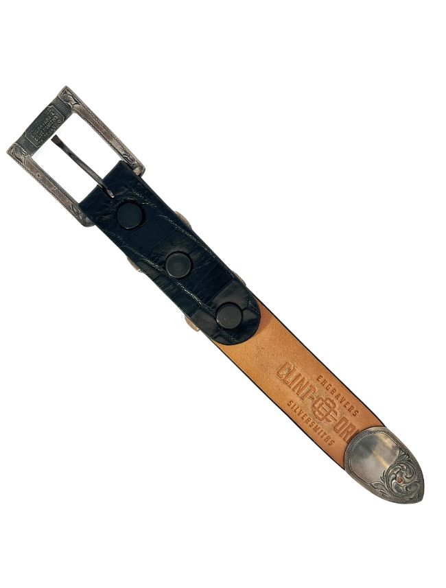 Underside of Clint Orms 1701 Sterling Silver Belt Buckle Set