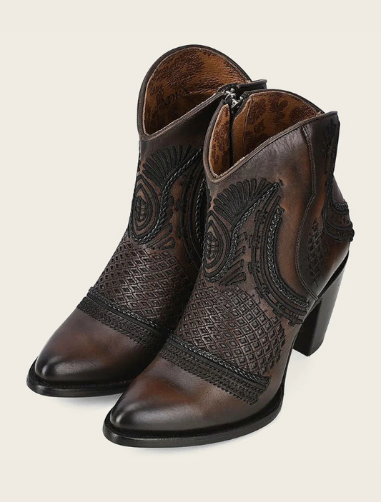 Brown Leather Booties for Women