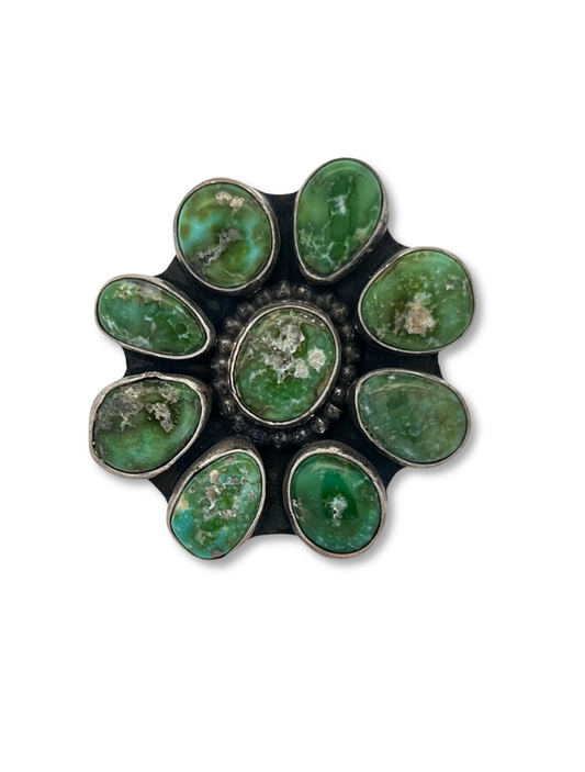 Front view of Darrin Livingston Sterling Silver & Turquoise Ring