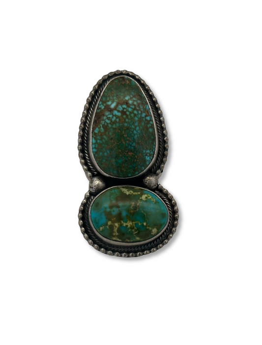 Front view of Darrin Livingston Sterling Silver & Turquoise Ring