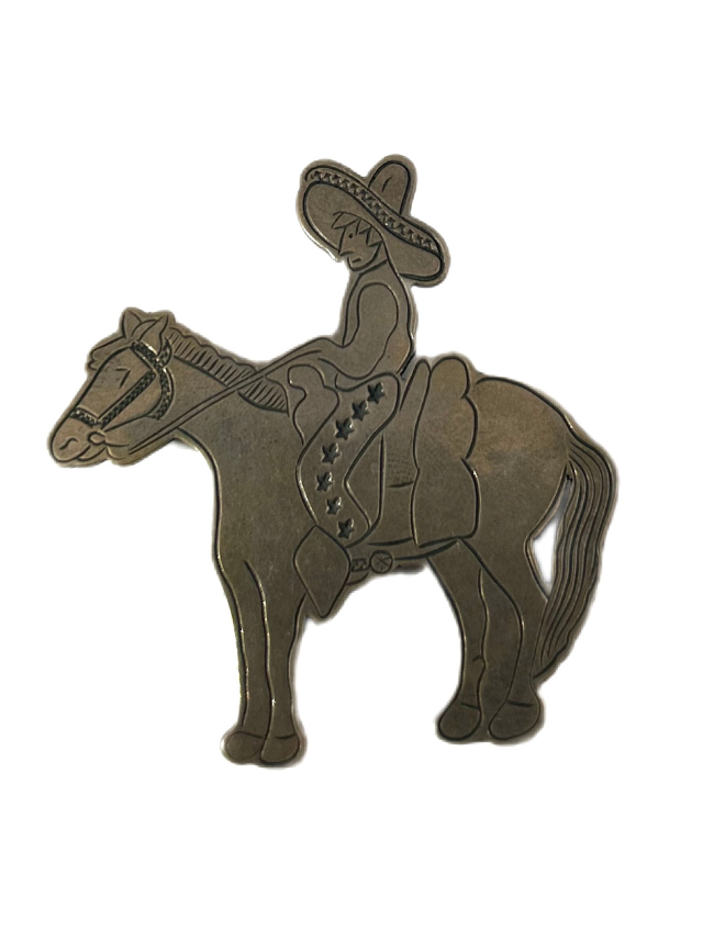Front view of Don Lucas Sterling Silver Cowboy Pin