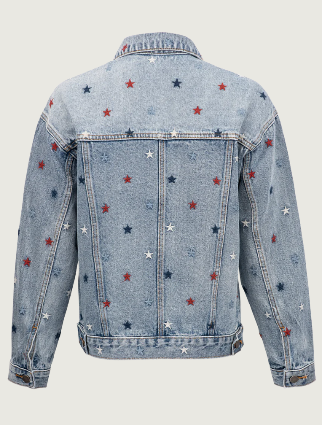 Back view of Driftwood Starry Eyed Denim Jacket