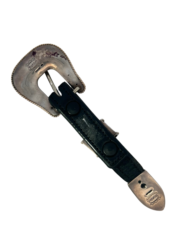 Underside of Edward H. Bohlin Sterling Silver & 14K Gold Ranger Belt Buckle Set