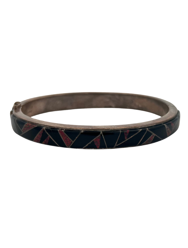 Front view of the Ferris Sterling Silver Inlay Bangles Bracelet