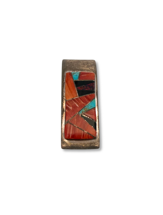 Top Down view of Ferris Sterling Silver Inlay Pendant