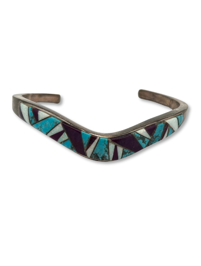 Front view of the Ferris Sterling Silver Multicolor Inlay Bracelet
