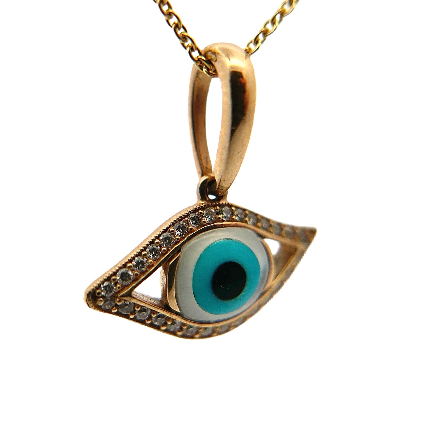 Kabana 14K Yellow Gold Turquoise, Mother of Pearl & Diamond Evil Eye Necklace