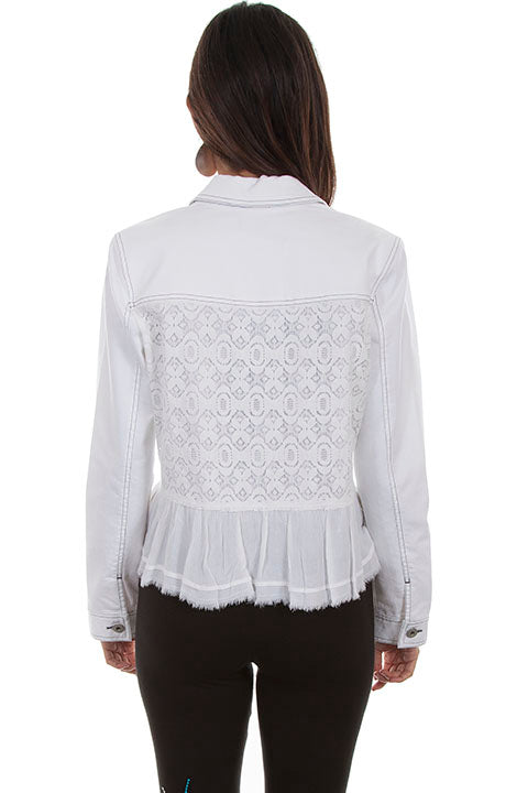 Scully Women's Lace Jean Jacket with Ruffle Hem