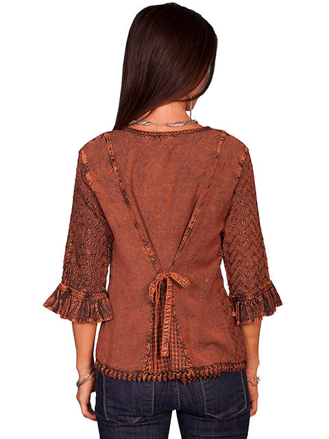 Scully Women's Embroidered 3/4 Sleeve Blouse