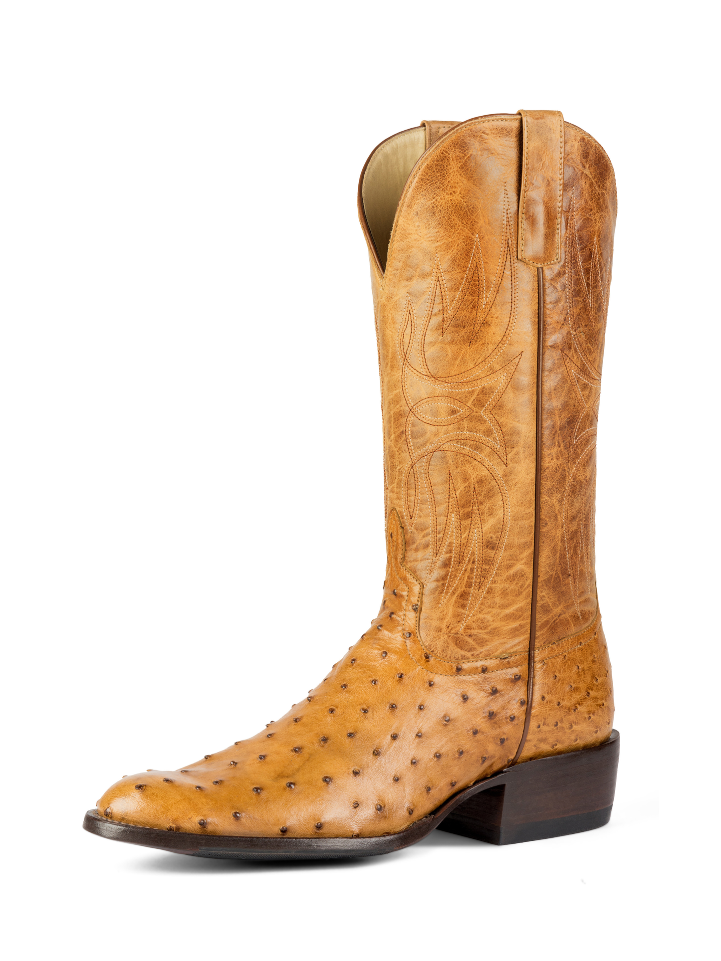 Horse Power Men's Full Quill Ostrich Cowboy Boots in Antique Saddle