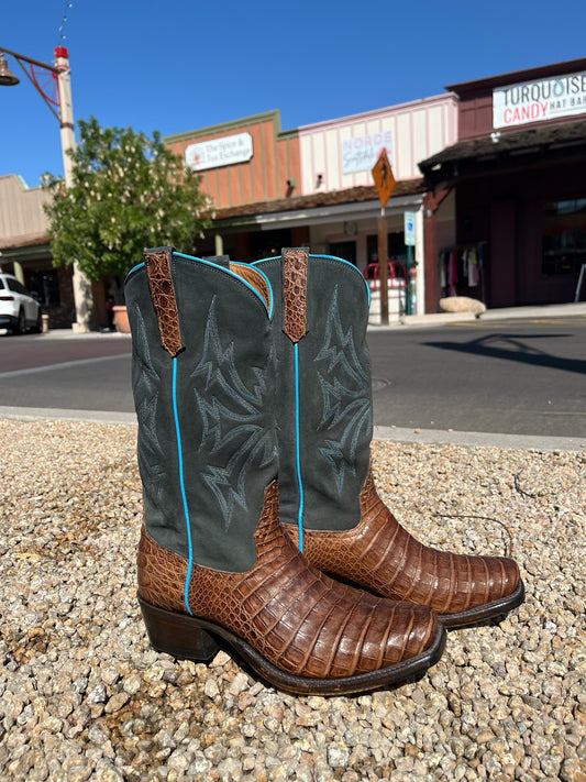 Rios of Mercedes Post Oak Caiman Belly Suede Boots