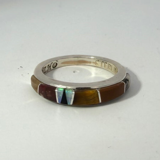 Candace Skeet Skinny Sterling Silver Inlay Ring, 7