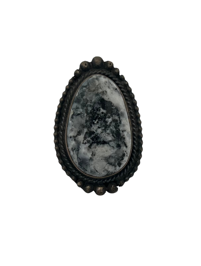 Front view of J. Frank Sterling Silver White Buffalo Ring