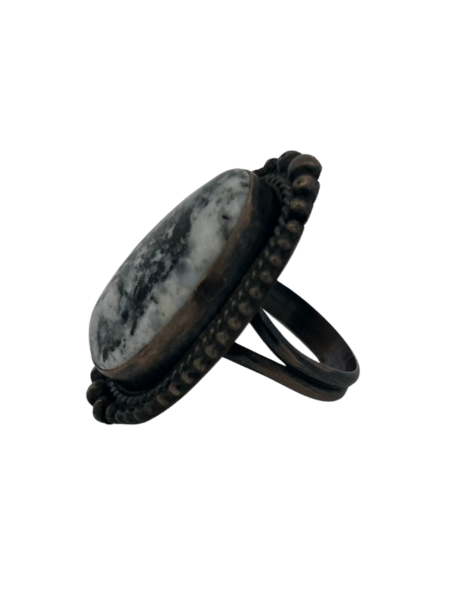 Side view of J. Frank Sterling Silver White Buffalo Ring