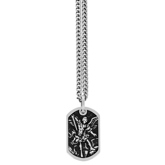 King Baby Saint Michael Dog Tag Pendant Necklace, 24"