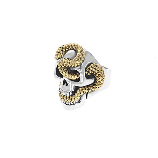 King Baby Large Skull Ring with Gold Alloy Snake, 12