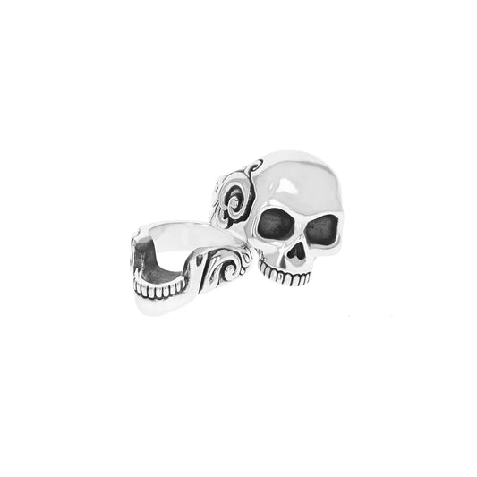 King Baby 2-Piece Stacked Skull Ring with Scroll Design, 12