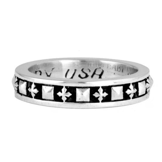 King Baby Stackable Studded Ring with MB Crosses, 12