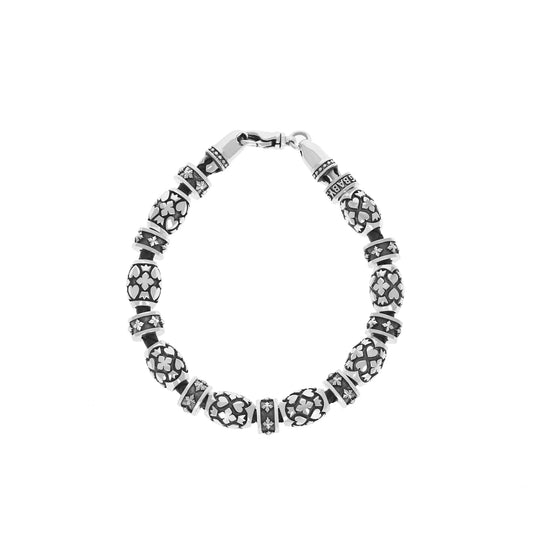 King Baby Leather Bracelet with Motif Barrel Beads