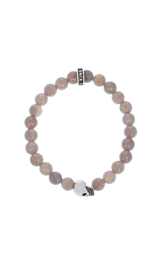 King Baby Grey Agate and Silver Skull Bracelet
