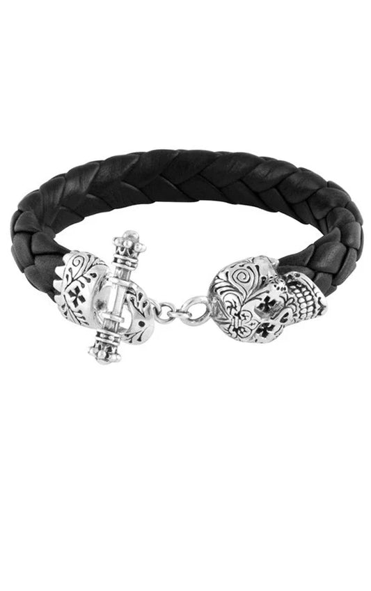 King Baby Leather Bracelet with Day of the Dead Skull Clasp