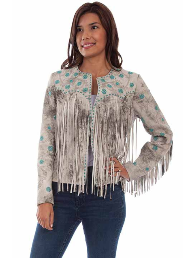 Women's Lamb Suede Fringe & Beaded Jacket