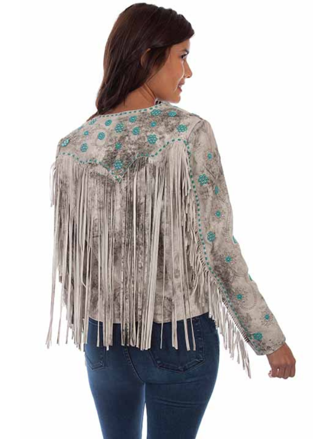 Women's Lamb Suede Fringe & Beaded Jacket
