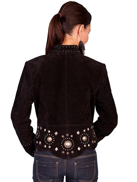 Women's Black Suede Concho Jacket