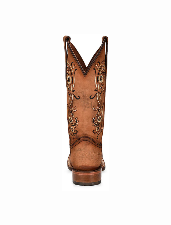 Corral Women's Sand Floral Embroidery Brown Square Toe Cowboy Boots