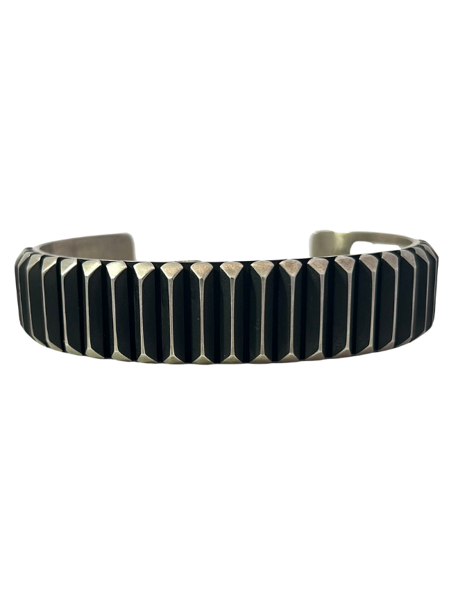 Front view of Sterling Silver Cuff by artist L. Jahe