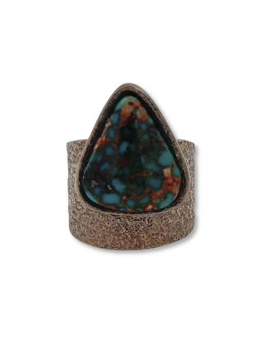 Front view of Lee B. Sterling Silver & Turquoise Ring