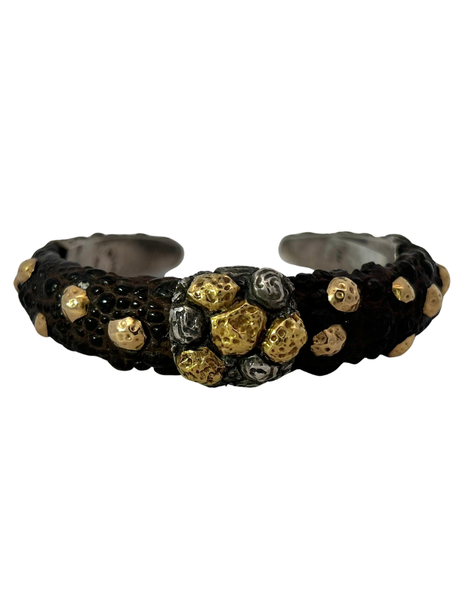 Front view of Lou Gerin Mixed Metal Cuff Bracelet