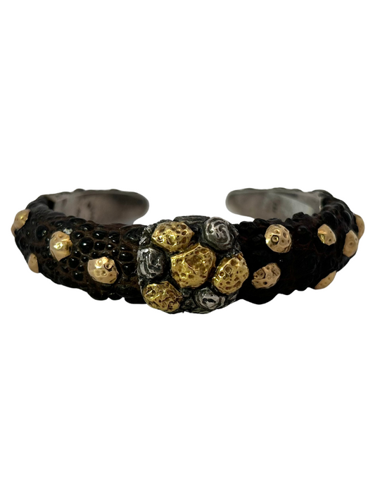 Front view of Lou Gerin Mixed Metal Cuff Bracelet