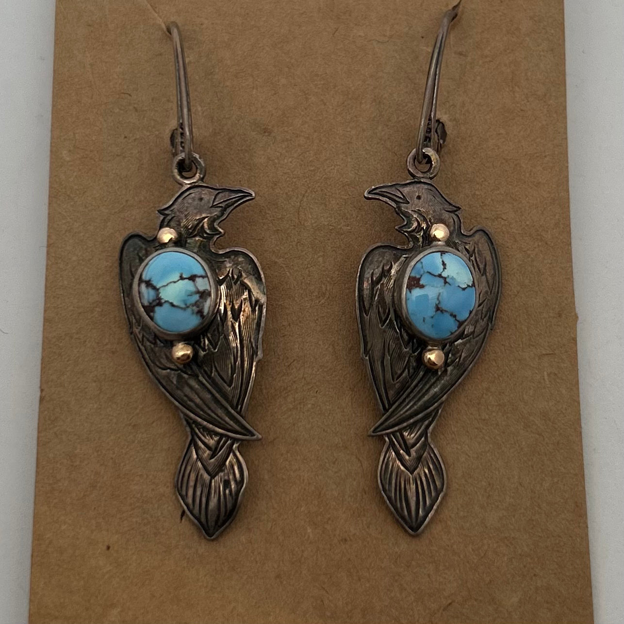 Sterling Silver & Turquoise Raven Earrings