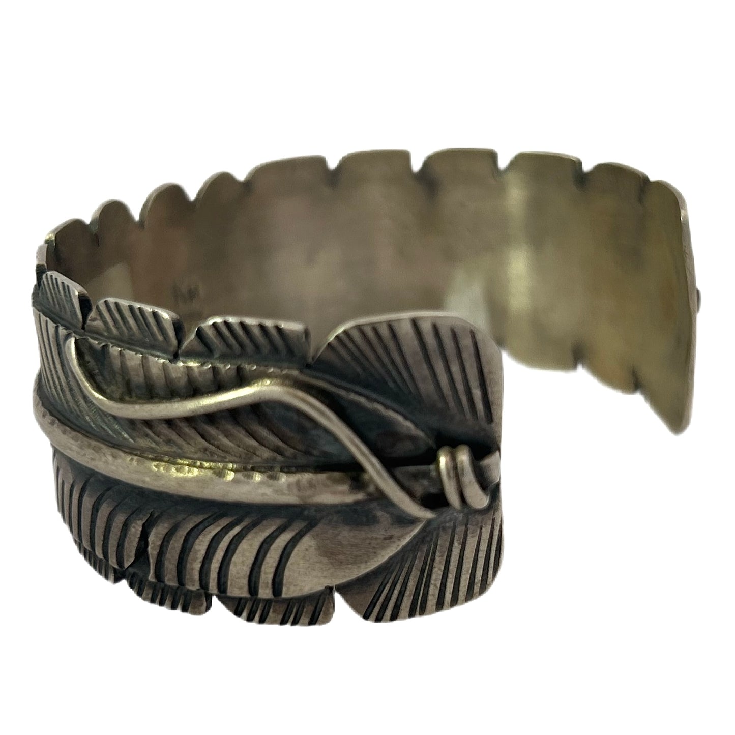 K.M. Sterling Silver Feather Cuff Bracelet