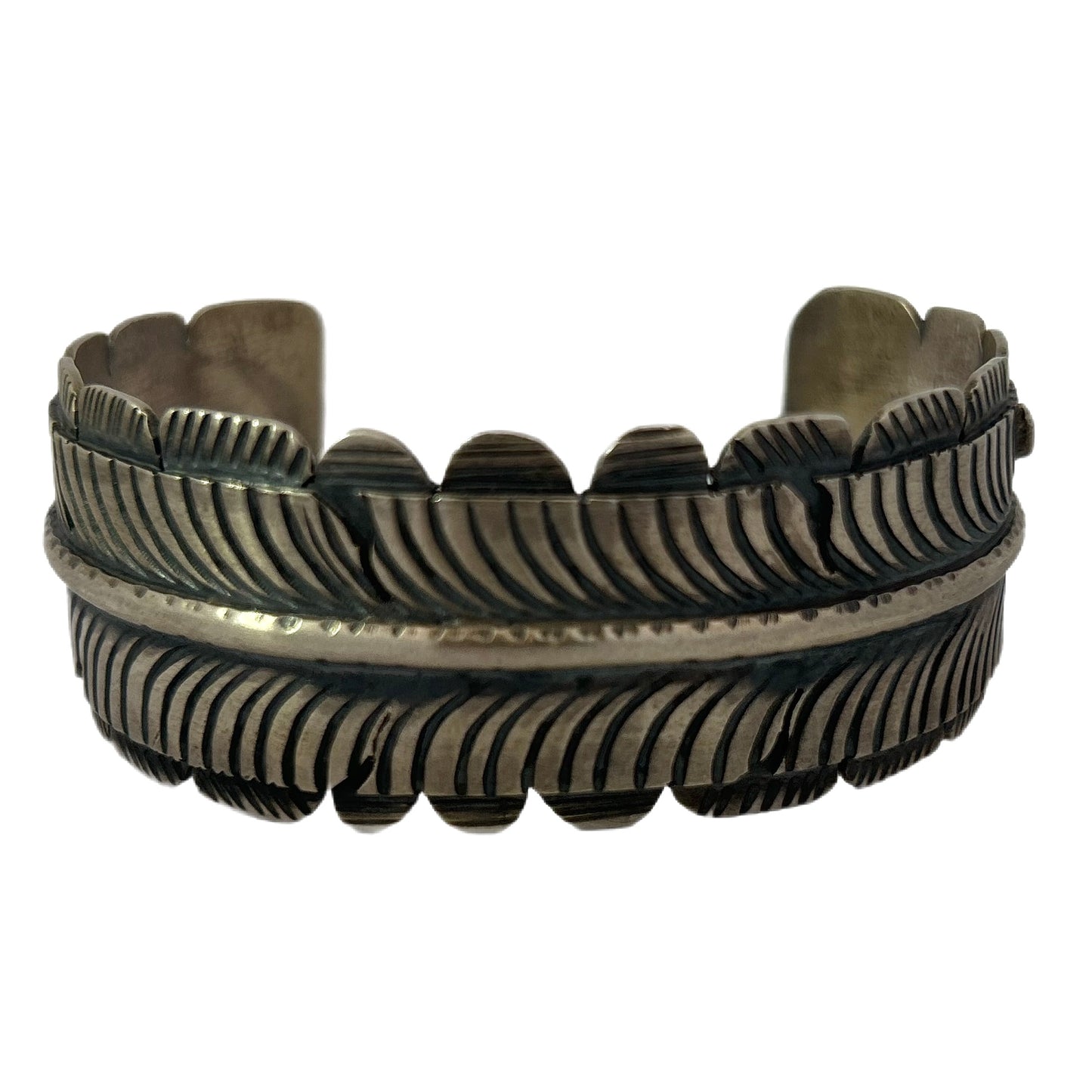 K.M. Sterling Silver Feather Cuff Bracelet