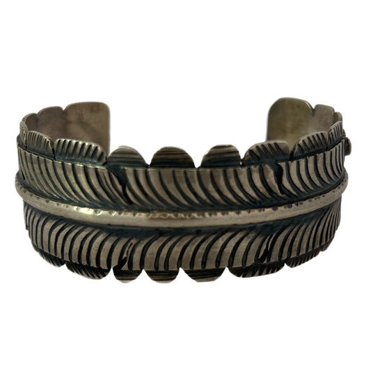 K.M. Sterling Silver Feather Cuff Bracelet