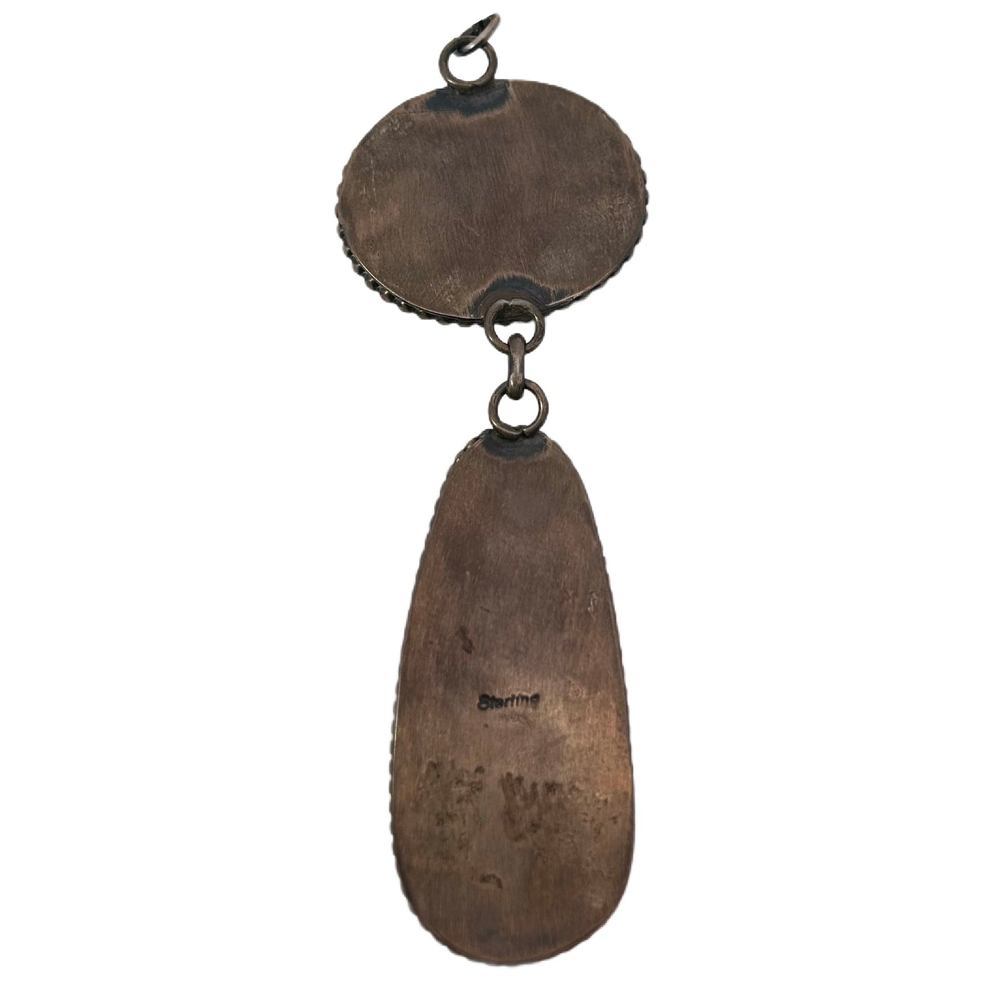 Native American Sterling Silver Pendant with Large Turquoise Cabochons