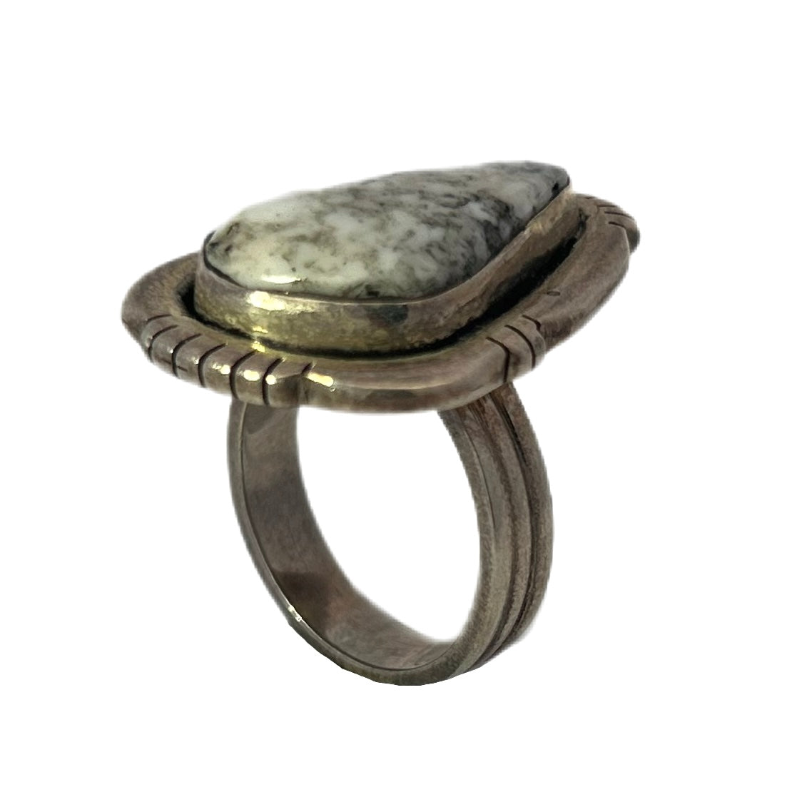 Sterling Silver White Buffalo Ring