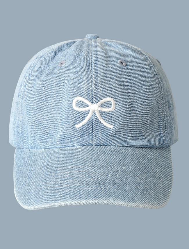 Trendy Bow Image Embroidered Denim Baseball Cap